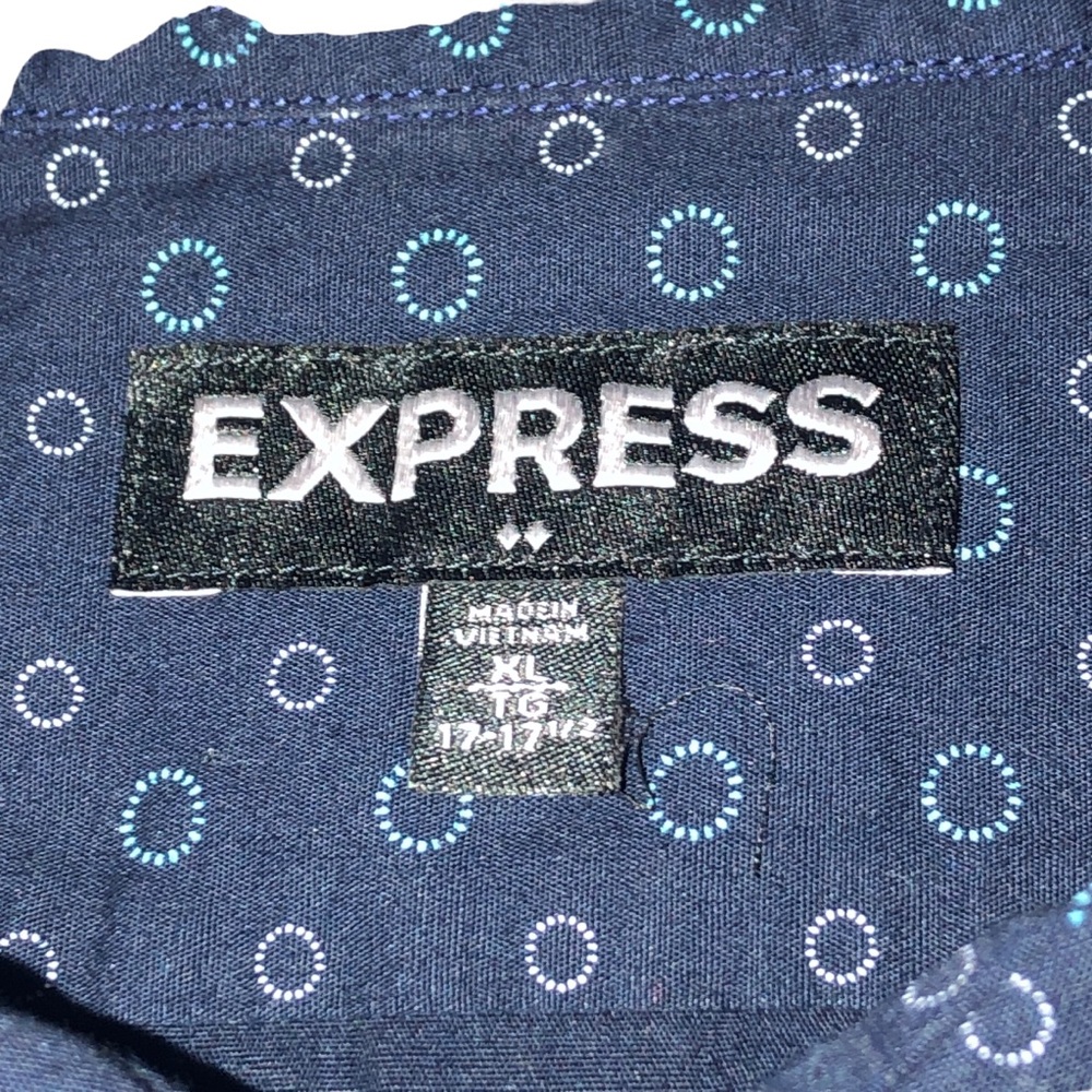 EXPRESS Men’s Blue Short Sleeve Button Front Shirt size XL - Picture 2 of 6